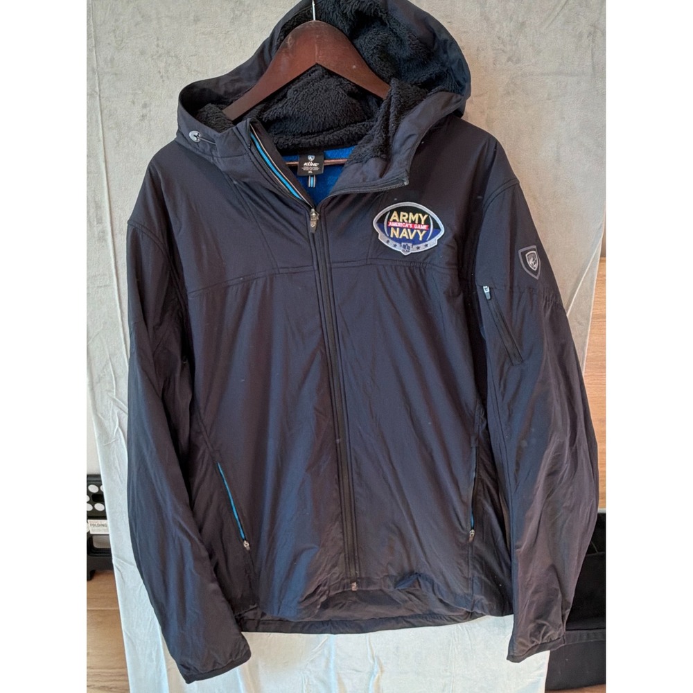 KUHL The One Fleece Lined Hoodie Men XL Black Army Navy Performance Jacket